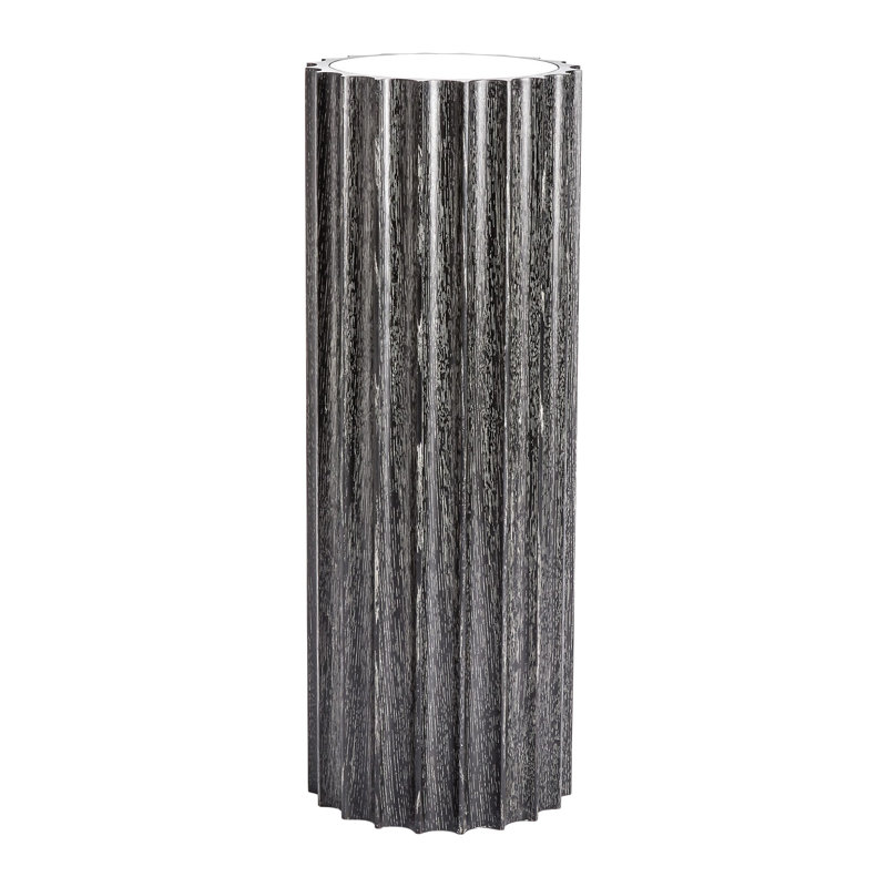 Reflective Column Pedestal, Black Cerused Oak