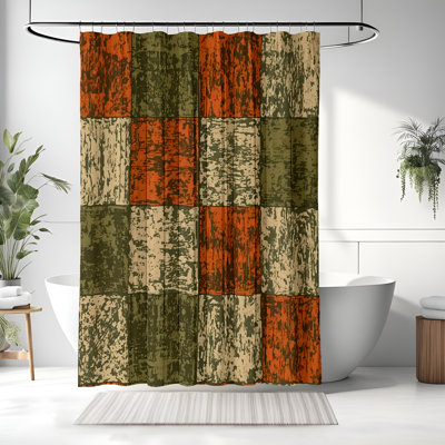 Rideau de douche avec tapis de bain