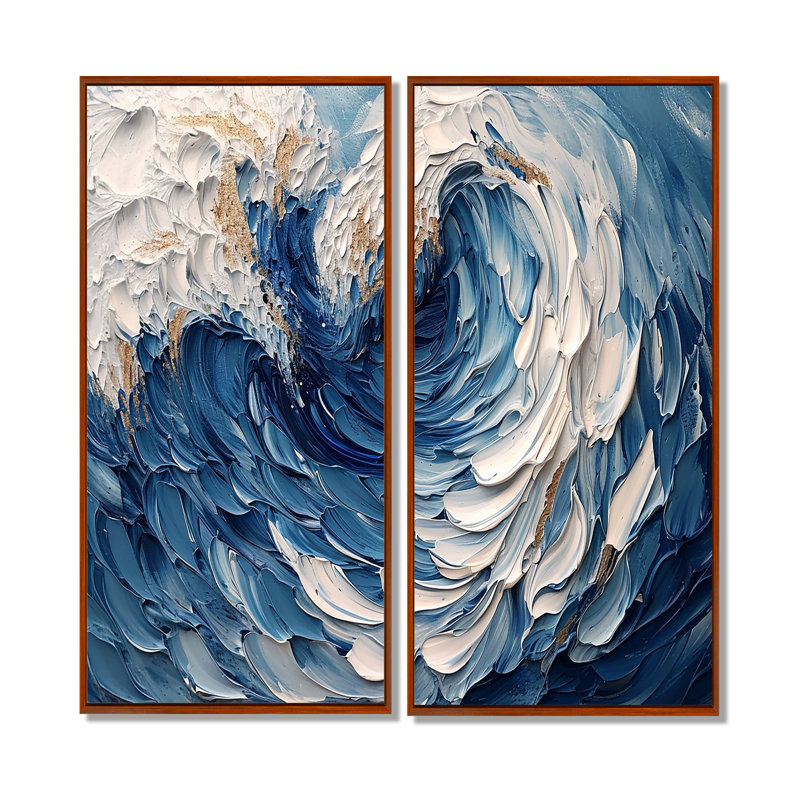 Décoration murale vagues bleues profondes - Coastal Coastal Waves, H 40 po x l 40 po, Brun