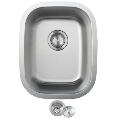 Évier de cuisine de bar en acier inoxydable de calibre 16 avec crépine l 18 po x L 14 po