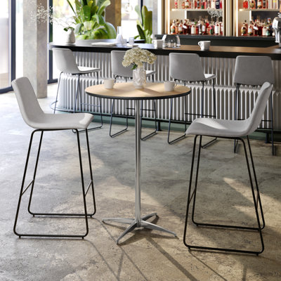 Marrel Round Wood Cocktail Table with Columns