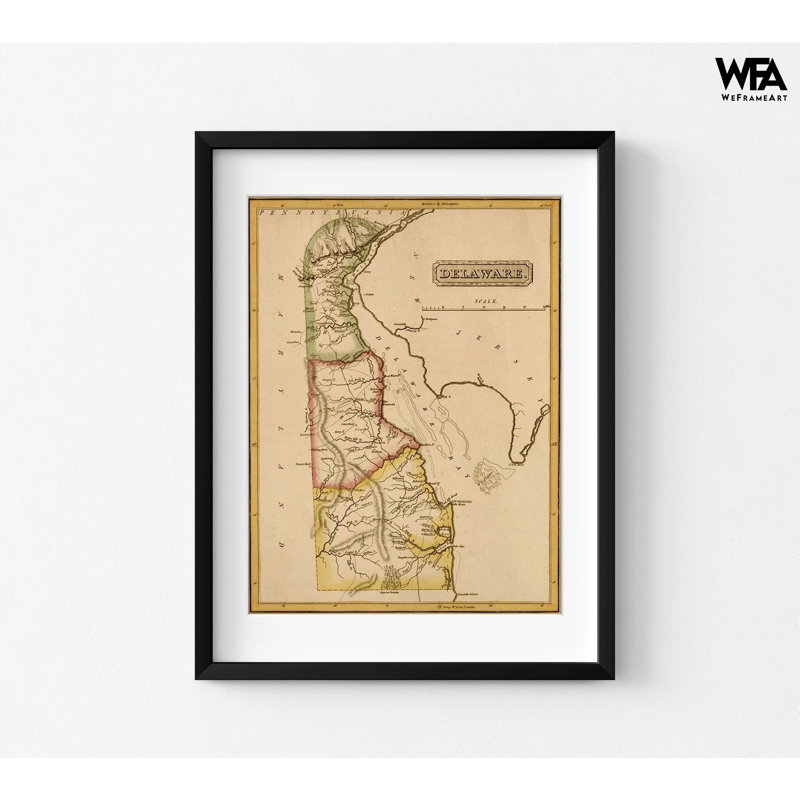 Delaware 1817 By Vintage Maps, US State Antique Map, US Geography Classroom Decor, Old Map Of United States Print, Geography Teacher Gift