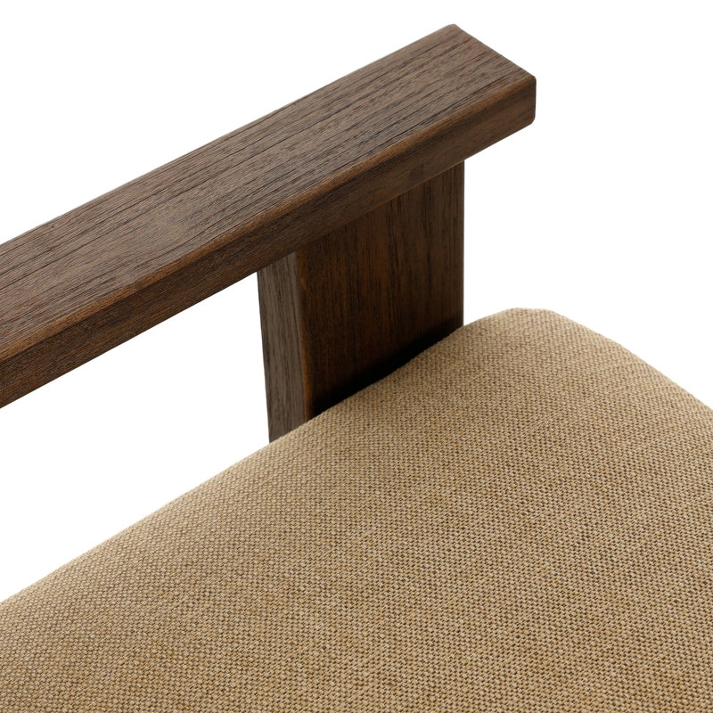 Tahana Outdoor Dining Armchair-Hayes Fog, Olympia Canvas, Stained Saddle Brown