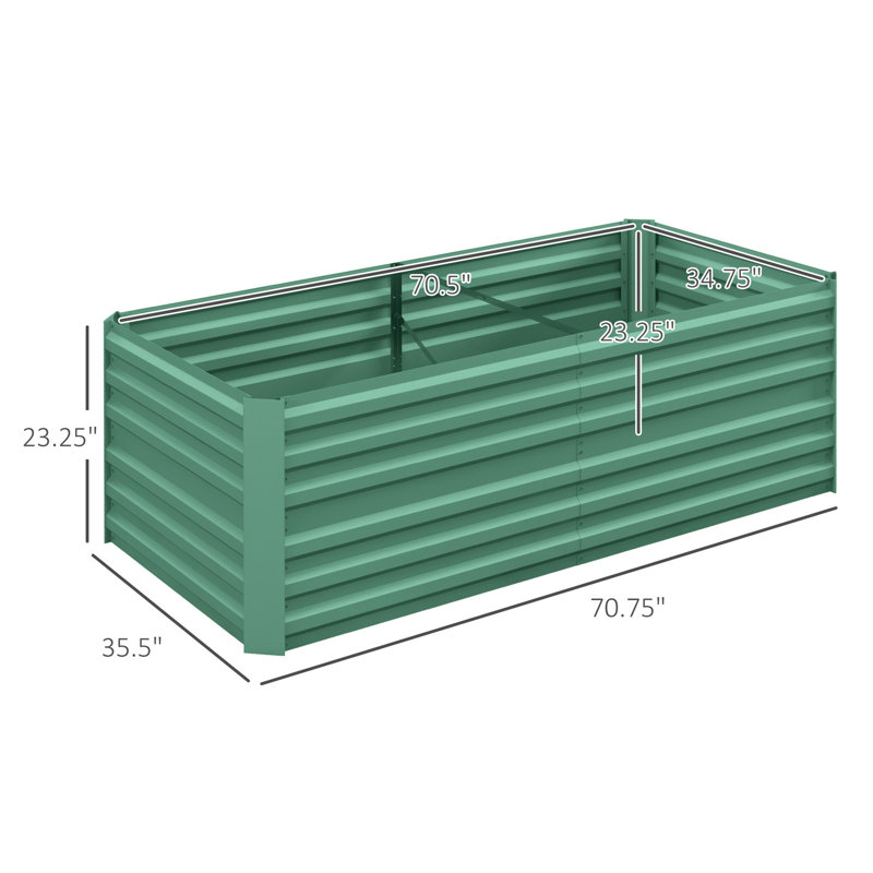 Ensemble de jardin surélevé galvanisé Outsunny, grande et haute boîte à fleurs en métal pour légumes, fleurs et herbes, renforcée, 6 pi x 3 pi x 2 pi, vert clair