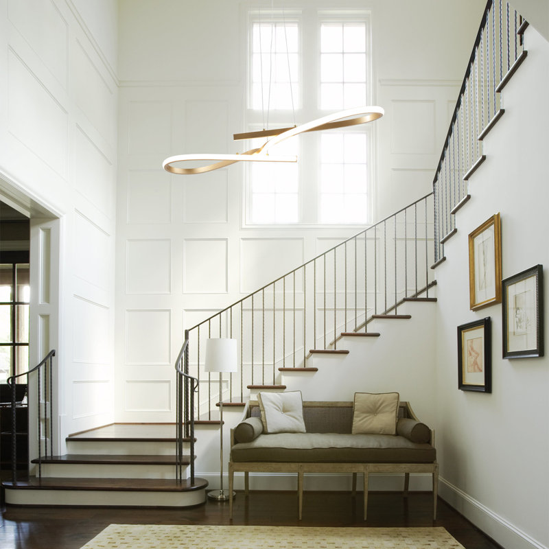 Catharinus 1-Light Modern Linear Geometric Integrated LED Chandelier Unique/Statement Chandelier, Gold