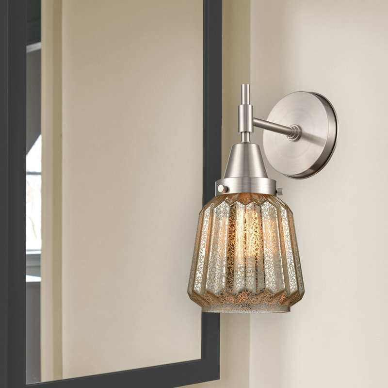 Gayle Armed Sconce, Incandescent, Mercury, Satin Nickel