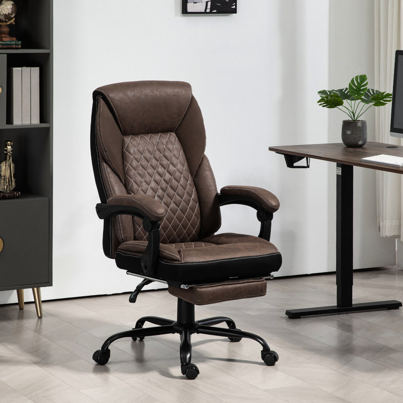 Fauteuil de bureau brun foncé avec repose-pieds - inclinable et ergonomique pour une grande et grande maniabilité