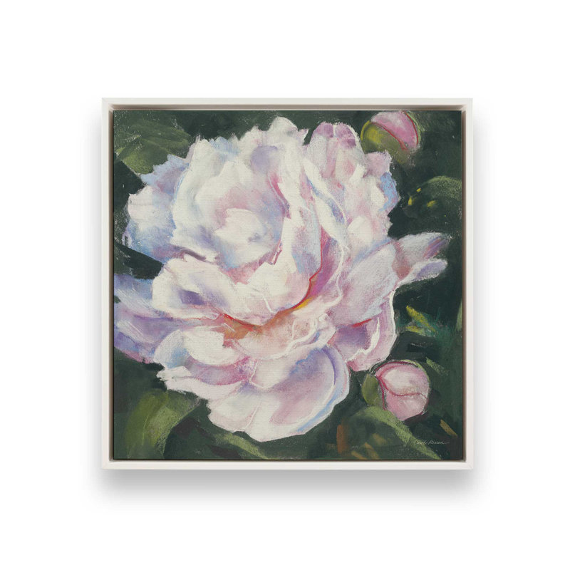 «Peony III» par Carol Rowan, reproduction d'art sur toile, H 20 po x l 20 po, Cadre flottant, Blanc