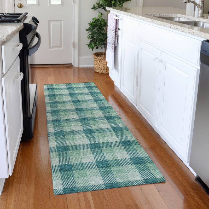 Premium Machine Washable Crumley AMF1053 Plaid Rug, Runner 2'3" x 7'6"
