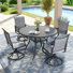 Ensemble de salle à manger de patio pour 4 personnes avec chaises pivotantes en textilène