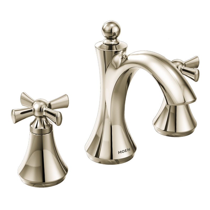 Robinet de salle de bain à large entraxe Wynford, Nickel poli