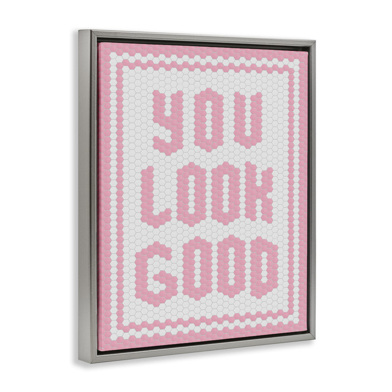 Cadre flottant rose pastel You Look Good, H 21 po x l 17 po, Gris