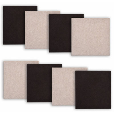 Paquet de 8 - Protecteur de surface à coussin de feutre carré auto-adhésif 2 couleurs pour bois franc, carrelage, plancher stratifié - Découpé dans n'importe quelle forme - 5 po x 5 po