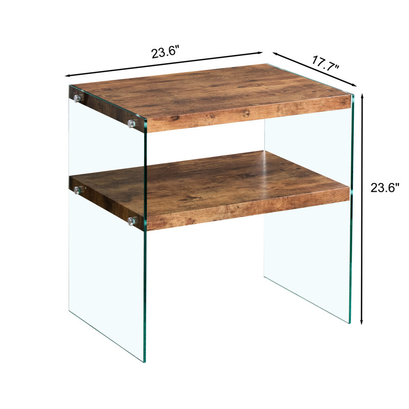 Noyer, multi-usage, table d'appoint, verre trempé, bureau, événements, café, décoration, facile à entretenir, petite table à thé de conception sécuritaire pour les magasins de détail et les réunions d'affaires, peut contenir des livres de collations,