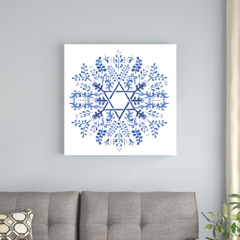 «Indigo Hanukkah I» par Victoria Borges - impression sur toile tendue, H 30 po x l 30 po