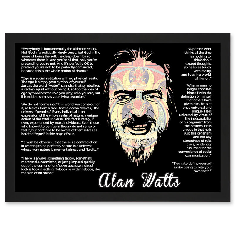 Alan Watts Everybody Is Fundamentally Ultimate Face Quote - Single Picture Frame Print