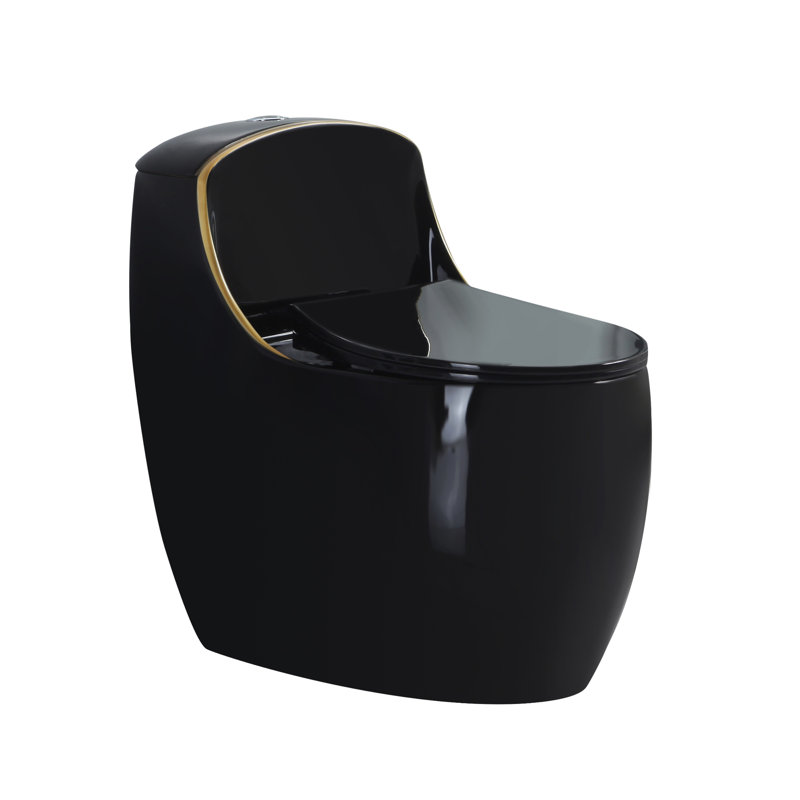 Floor Mounted One-Piece Chair Height Toilet, 1.6 Gpf Power Flush, Elongated Toilet With Soft Close Seat, Matte Black