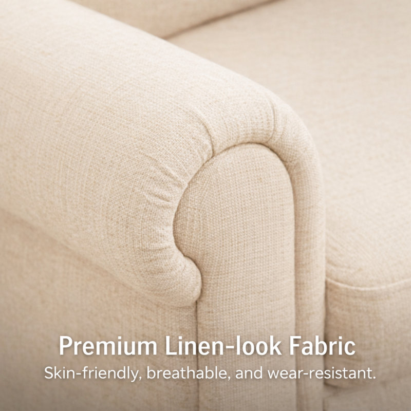 Upholstered Accent Armchair with Pillow, Beige