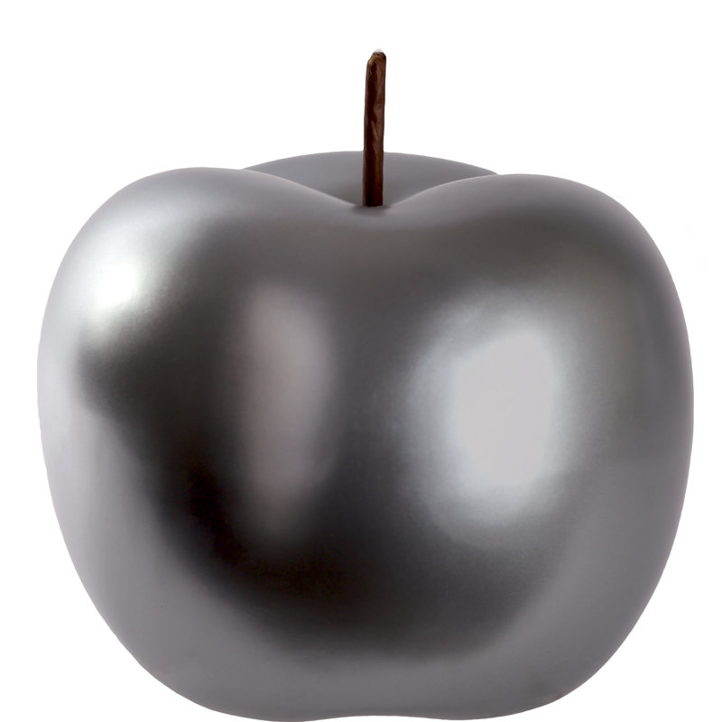 Sculpture pomme en céramique Wimbled, H 5,5 po x l 5 po x P 5 po, Gris