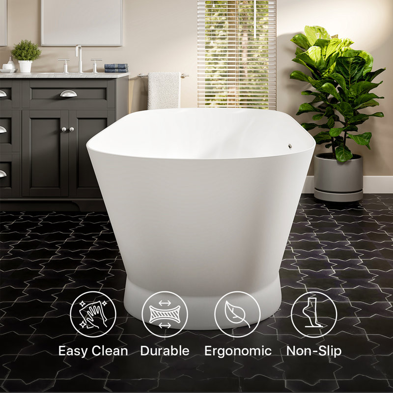 Baignoire autoportante en acrylique blanc brillant 60 po Eviva Princess