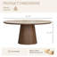 Table basse ronde de 35,4 po à dessus en pierre de travertin, table basse à dessus en pierre frittée avec piédestal à finition noyer, table centrale circulaire moderne pour le salon