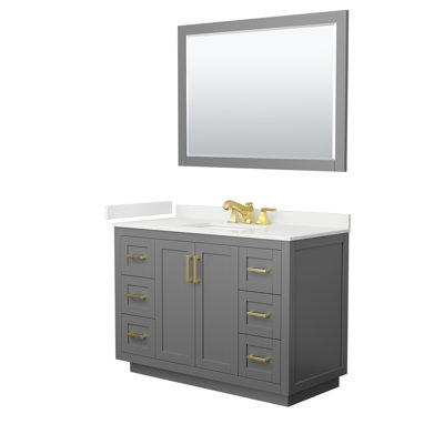 Ensemble de meuble-lavabo simple autoportant 48 po avec plateau en quartz Miranda