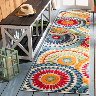 Tapis d'intérieur / extérieur à motif géométrique Dellie Performance