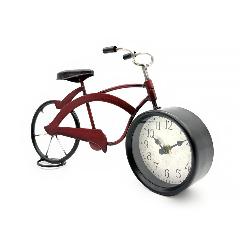 Analog Quartz movement / Crystal Tabletop Clock in Black Red