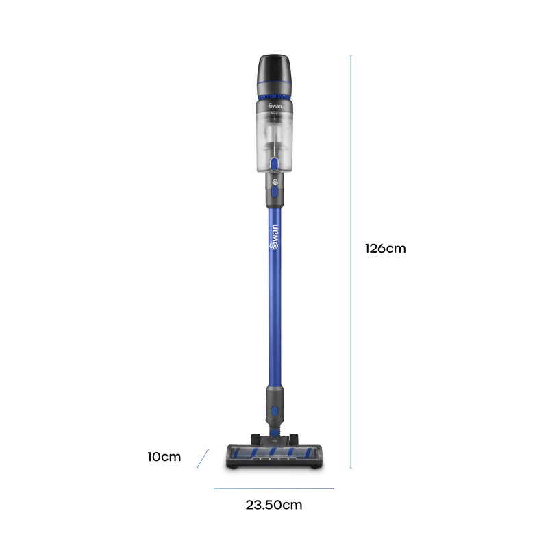 Swan SC15825N Dust Master 29.6V Cordless Stick Vacuum with 3 Speed Settings, Rechargeable Battery, Anti-Tangle Floorhead, Includes 2-in-1 Crevice Tool, Long Nozzle, Motorised Pet Tool, Blue