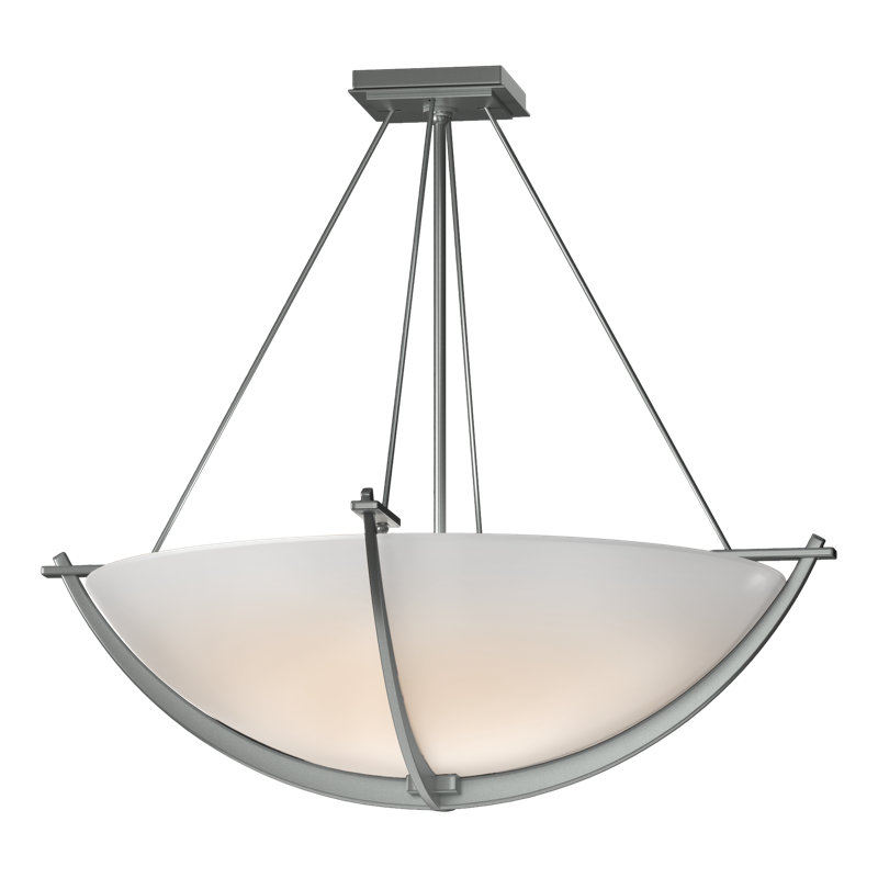 Compass 3 - Light Semi Flush Mount, Opal White, 24.1" H x 27.4" W x 27.4" D, Vintage Platinum