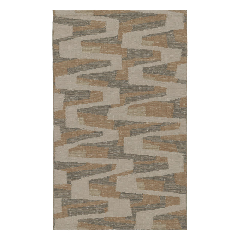 Scandinavian Wool Area Rug in Beige/Brown, Gray/Silver, White/Cream