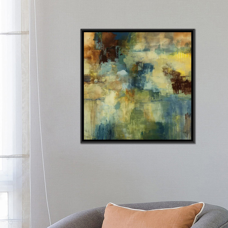 « horizoner ii », impression sur toile, H 18 po x l 18 po x P 1,5 po, Toile avec cadre noir, Pas de tapis