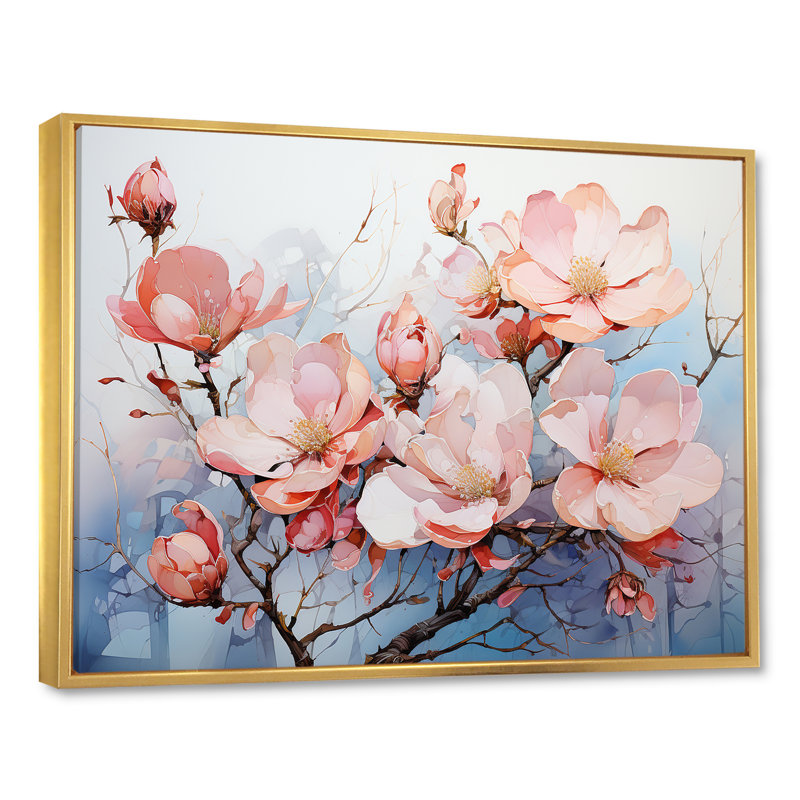 Luxuri Magnolia Tranquility sur impression sur toile, Cadre flottant doré, H 30 po x l 40 po x P 1,5 po