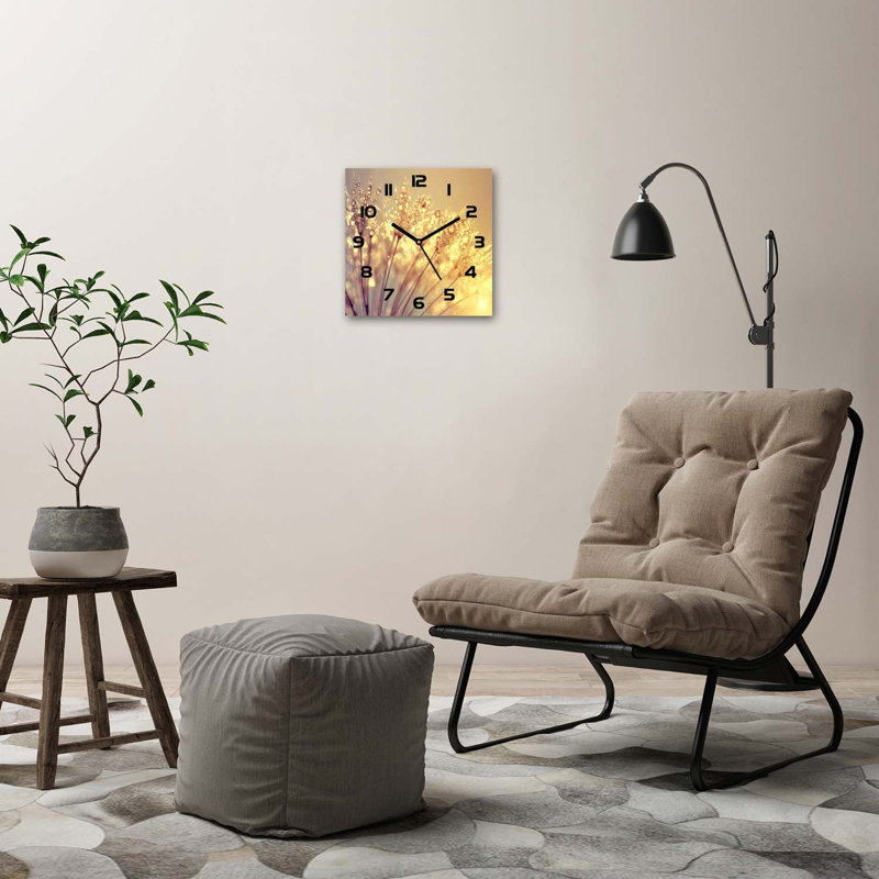 Glass Wall Clock, Black/Yellow