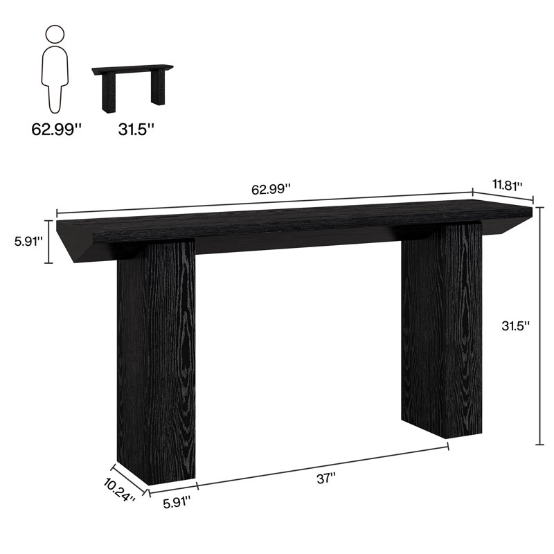 160cm Console Table, Dark Brown Wood