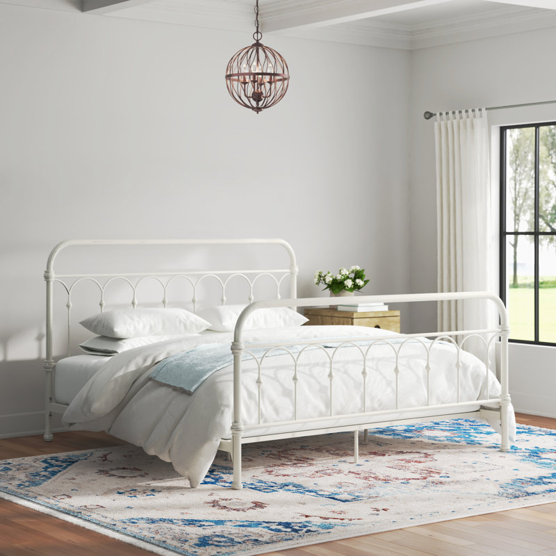 Copake Open-Frame Bed, King, Distressed Antique White