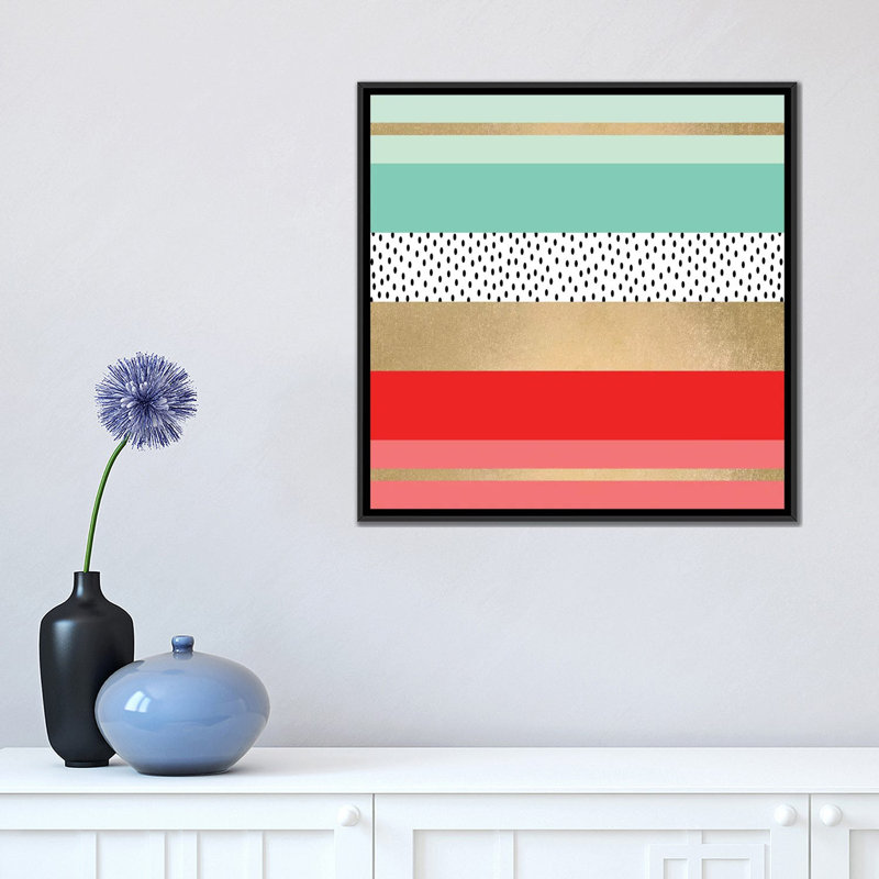 « summer fraîche », impression sur toile tendue, H 18 po x l 18 po x P 1,5 po, Toile avec cadre noir, Pas de tapis