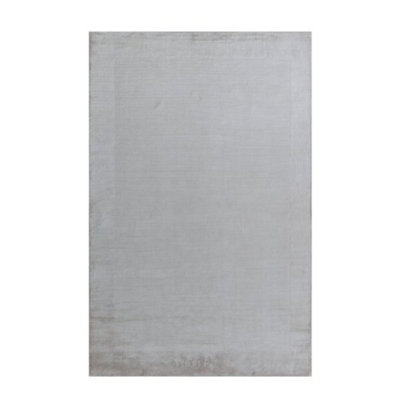 Tapis uni en viscose fait à la main couleur crème élisajane