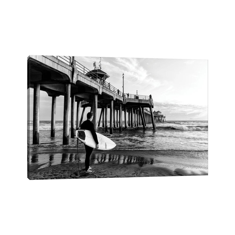 Huntington Beach Pier Surfer 1 Piece Wrapped Canvas Wall Art, 101.6 cm H x 66.04 cm W x 3.175 cm D