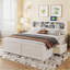 Très grand lit plateforme en bois de pin avec tête de lit et rangement Tiroirs - Blanc, aucun sommier nécessaire pour la chambre principale-555958349