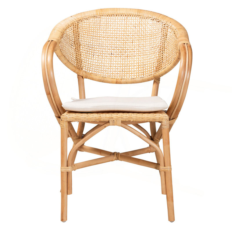 Modern Bohemian Natural Brown Finished Rattan Dining Chair