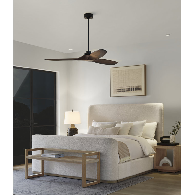 Collins 60" Smart Indoor/Outdoor Brushed Steel Ceiling Fan With Remote Control And Reversible Motor Works With Alexa, Google Home And Bond Home Action
