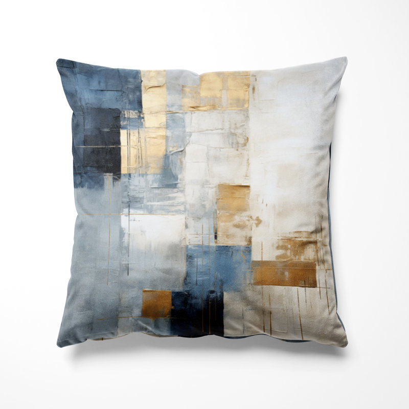 Coussin décoratif paysage - Beige et or Coussin décoratif paysage d'hiver simple, H 18 po x l 18 po