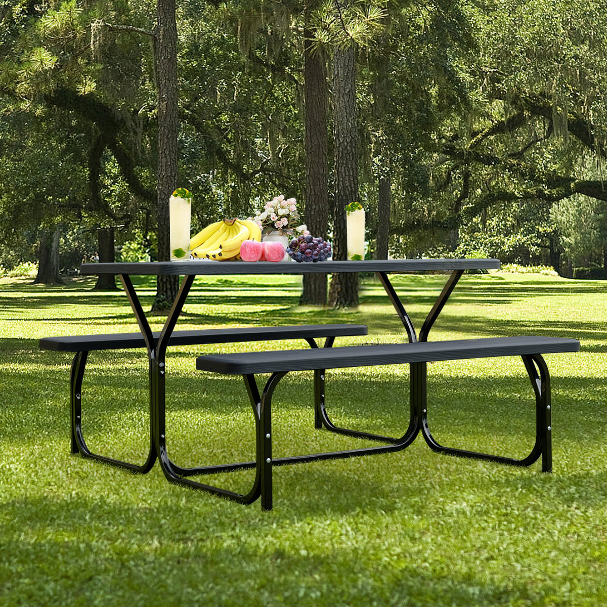 Latitude Run® Kutlay Rectangular 6 Person 54" Long Picnic Table