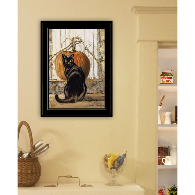 «Black Cat» par Bonnie Mohr, reproduction d'art sur papier encadrée, Encadré noir / blanc