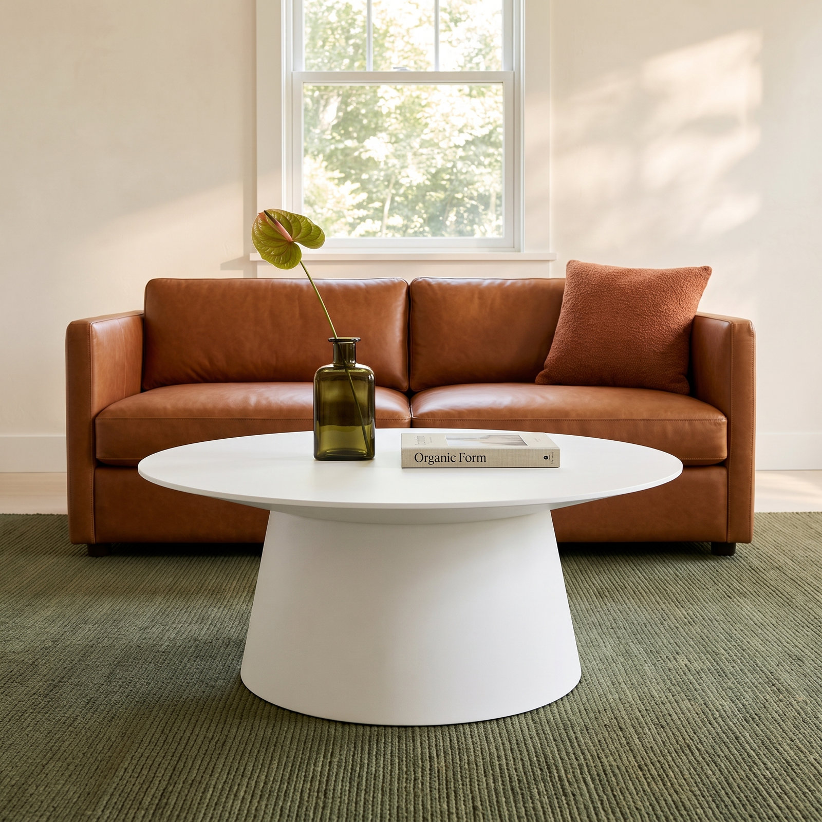 Adara 35" Walnut Coffee Table, Matte White