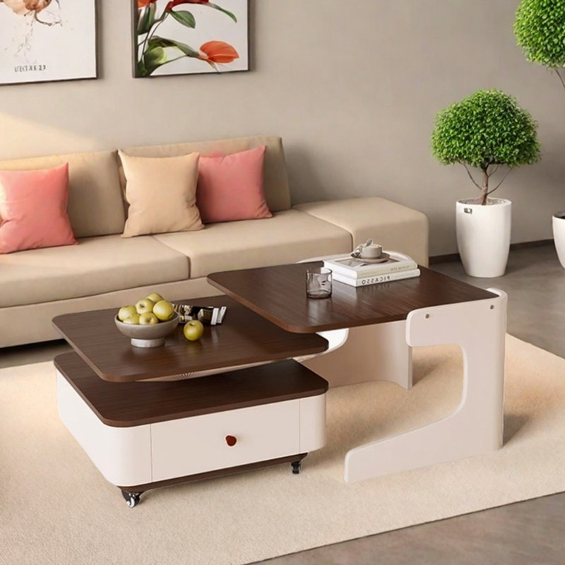 Table basse de couleur contrastante, H 16,53 po x L 23,62 po x l 23,62 po, Crème, crème