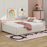Full Size Upholstered Platform Bed With USB And Twin Size Trundle