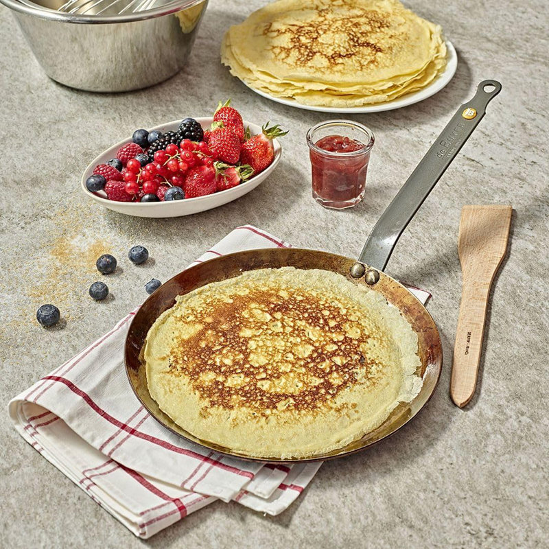 De Buyer Mineral B Round Carbon Steel Crepe/Tortilla Nonstick Pan, 12-Inch