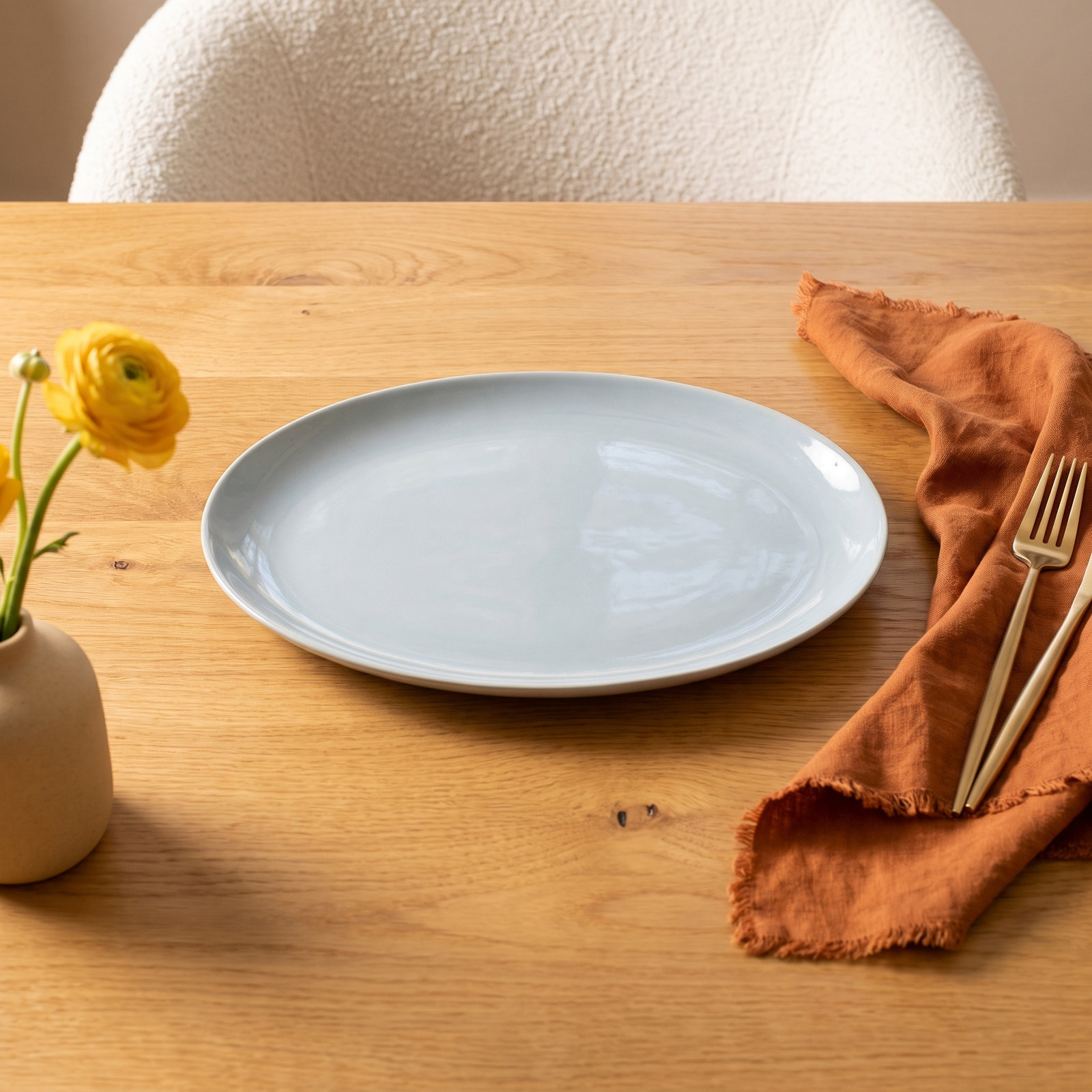 Shell Bisque Porcelain Platter, Blue, Large